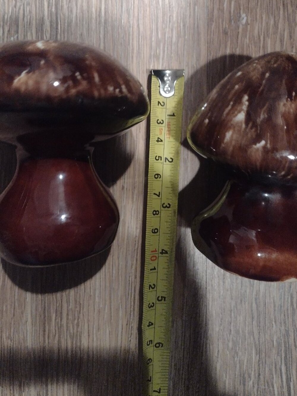 Large vintage ceramic mushroom salt and pepper shakers
